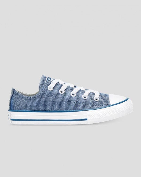 Converse Chuck Taylor All Star Glitter Textile Blå Sko Danmark - Converse Lave Sneakers Børn - 70521